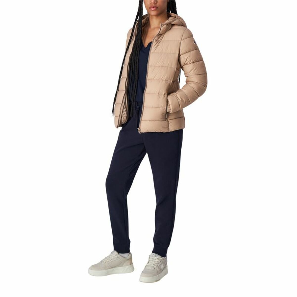 Women's Sports Jacket Champion Hooded Beige-4